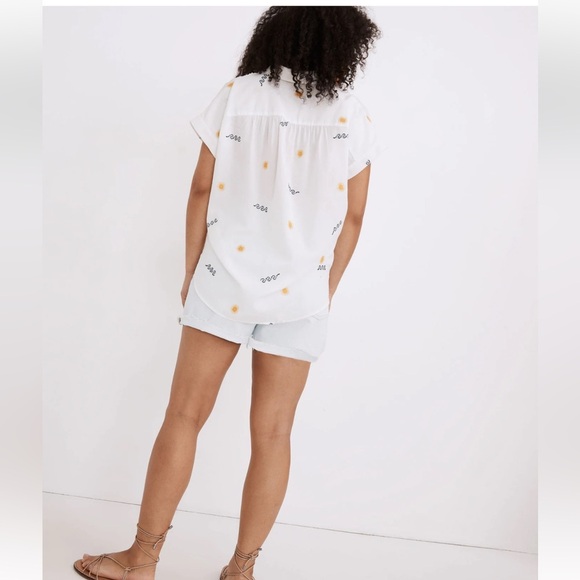 MADEWELL White Embroidered Cotton Button Down Shirt Top XS/S Women’s - Picture 14 of 14